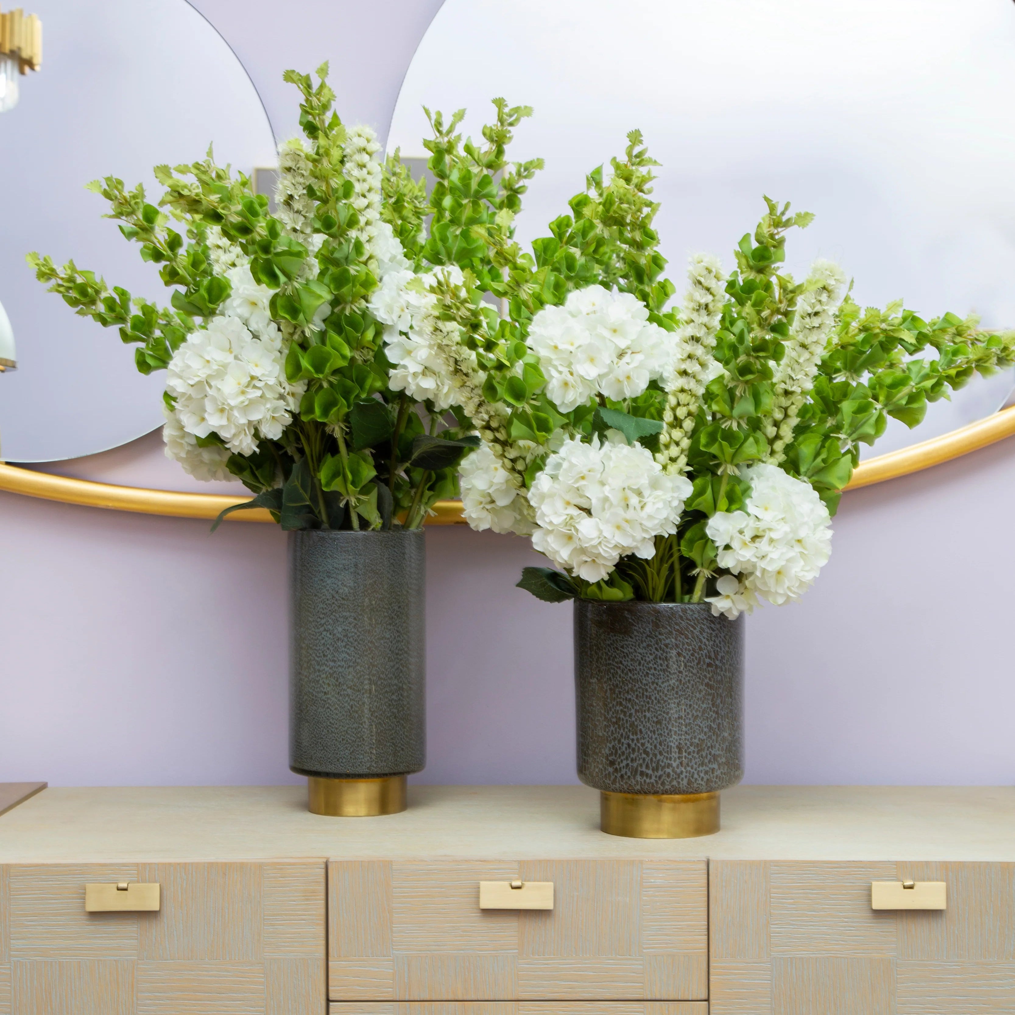 Akola Speckled Grey Class & Gold Vase | Large